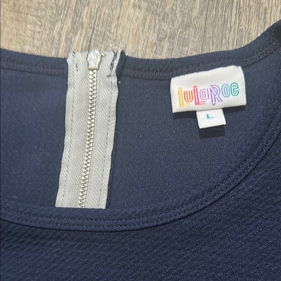 LuLaRoe Navy Blue and Pink A-Line Dress Work - Picture 3 of 4